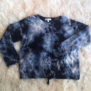 Girls long sleeve tie dye top with tie front